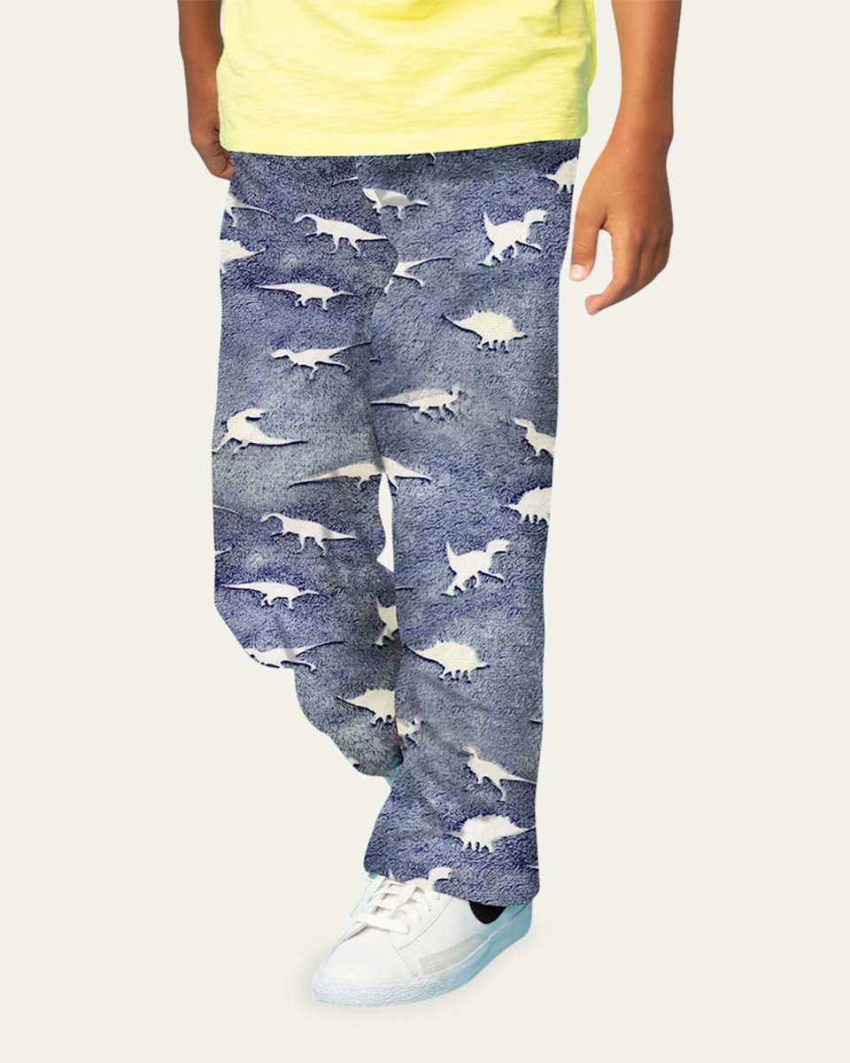 Boy's Dinosaur Track Glow-in-the-Dark Jogger Pants, Size XS-L